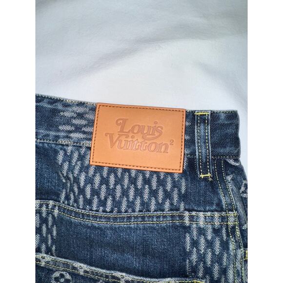 Louis Vuitton x Nigo Giant Damier Waves Monogram Logo Blue Denim Jeans Pants 32 - Picture 14 of 16